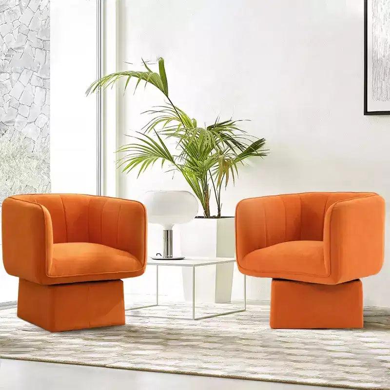 GustoWave Modern 360 Swivel Accent Chair, Swivel Round Barrel Chair with Wide Cushion, Fluffy Velvet Fabric Sofa Chairs