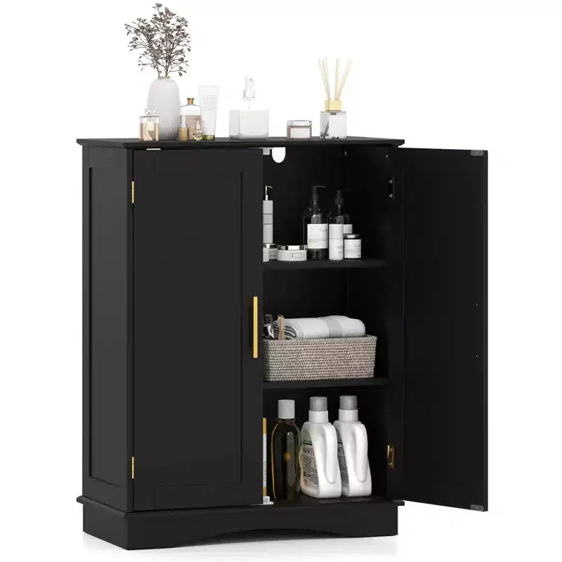 Costway Floor Storage Cabinet Modern Storage Organizer with Adjustable Shelves &2 Doors Black/Blue/Gray/White
