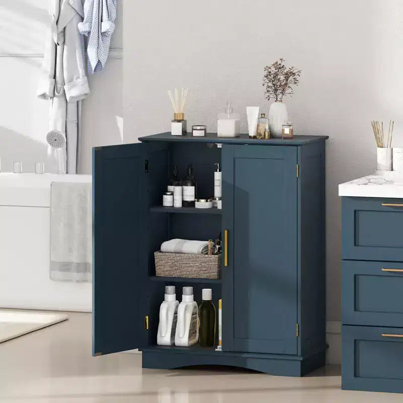 Costway Floor Storage Cabinet Modern Storage Organizer with Adjustable Shelves &2 Doors Black/Blue/Gray/White