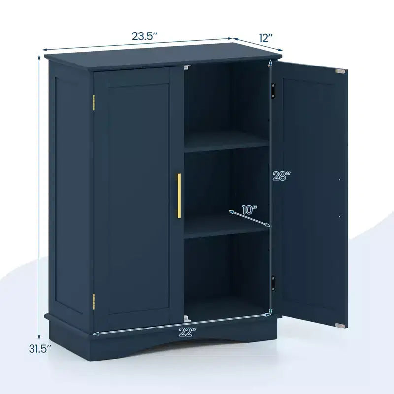 Costway Floor Storage Cabinet Modern Storage Organizer with Adjustable Shelves &2 Doors Black/Blue/Gray/White