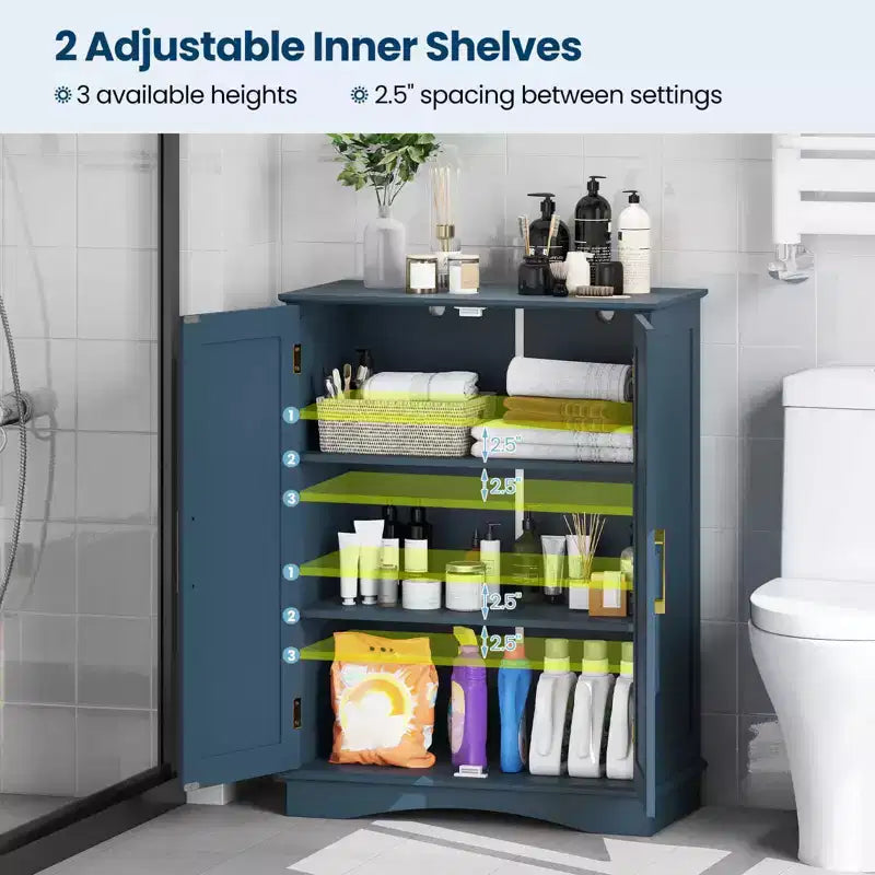 Costway Floor Storage Cabinet Modern Storage Organizer with Adjustable Shelves &2 Doors Black/Blue/Gray/White