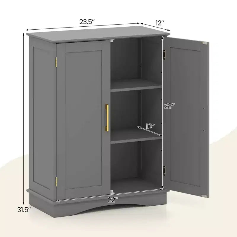 Costway Floor Storage Cabinet Modern Storage Organizer with Adjustable Shelves &2 Doors Black/Blue/Gray/White