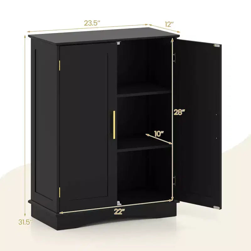 Costway Floor Storage Cabinet Modern Storage Organizer with Adjustable Shelves &2 Doors Black/Blue/Gray/White
