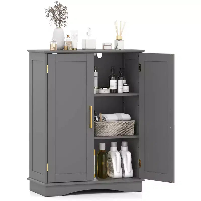 Costway Floor Storage Cabinet Modern Storage Organizer with Adjustable Shelves &2 Doors Black/Blue/Gray/White