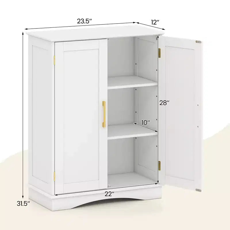 Costway Floor Storage Cabinet Modern Storage Organizer with Adjustable Shelves &2 Doors Black/Blue/Gray/White