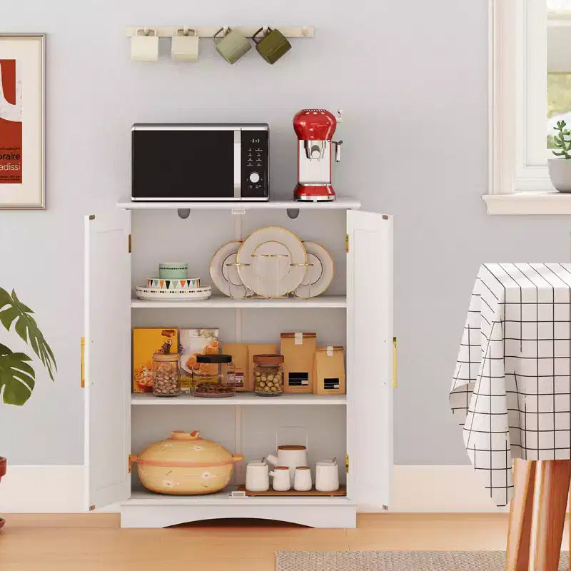 Costway Floor Storage Cabinet Modern Storage Organizer with Adjustable Shelves &2 Doors Black/Blue/Gray/White