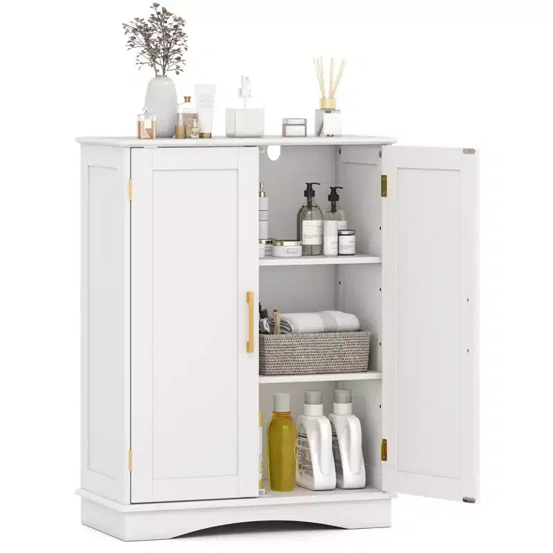 Costway Floor Storage Cabinet Modern Storage Organizer with Adjustable Shelves &2 Doors Black/Blue/Gray/White