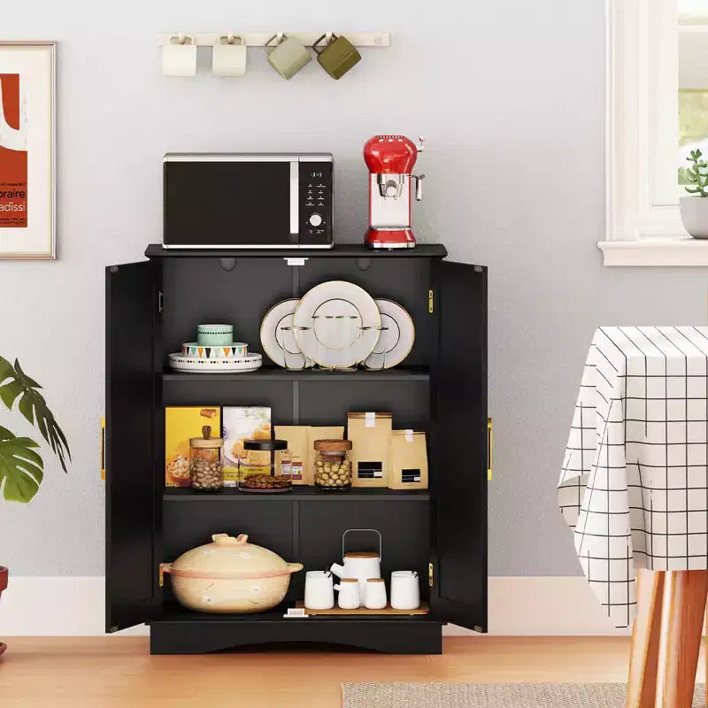 Costway Floor Storage Cabinet Modern Storage Organizer with Adjustable Shelves &2 Doors Black/Blue/Gray/White