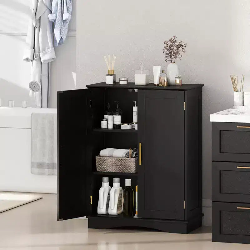 Costway Floor Storage Cabinet Modern Storage Organizer with Adjustable Shelves &2 Doors Black/Blue/Gray/White