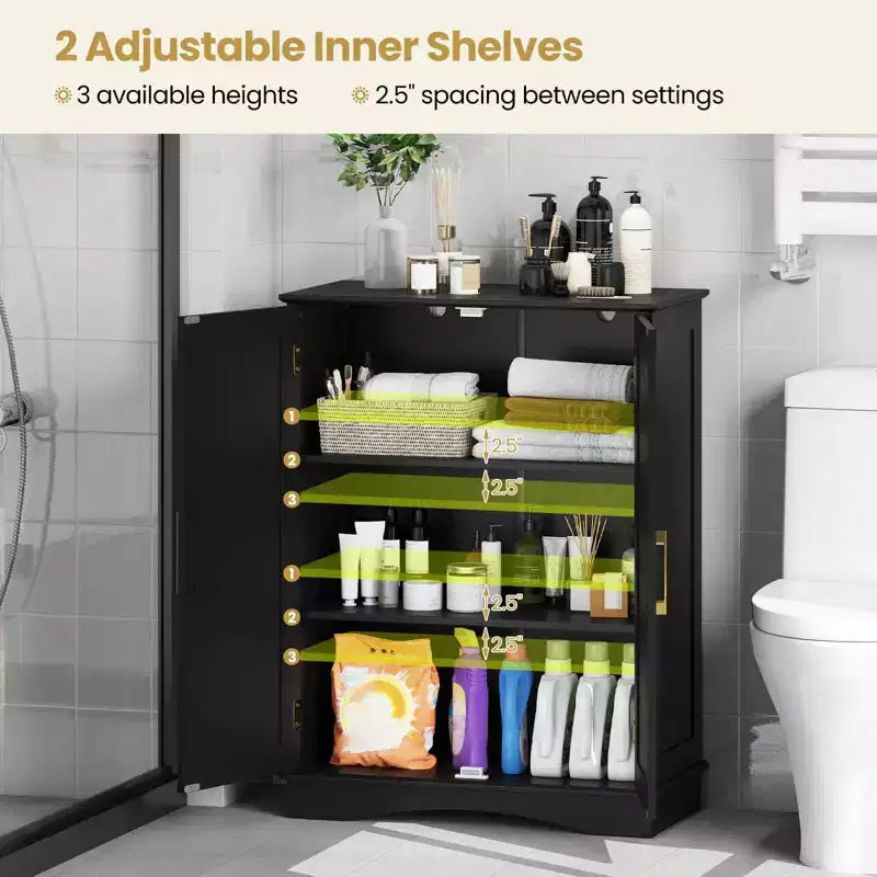 Costway Floor Storage Cabinet Modern Storage Organizer with Adjustable Shelves &2 Doors Black/Blue/Gray/White