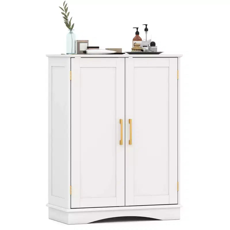 Costway Floor Storage Cabinet Modern Storage Organizer with Adjustable Shelves &2 Doors Black/Blue/Gray/White