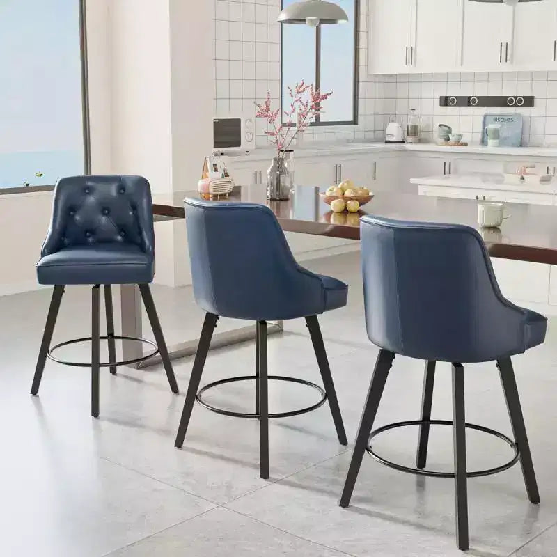 PU Leather Elegant 360 Swivel Bar Stool Stylish Design With Plush Cushion & Sturdy Build