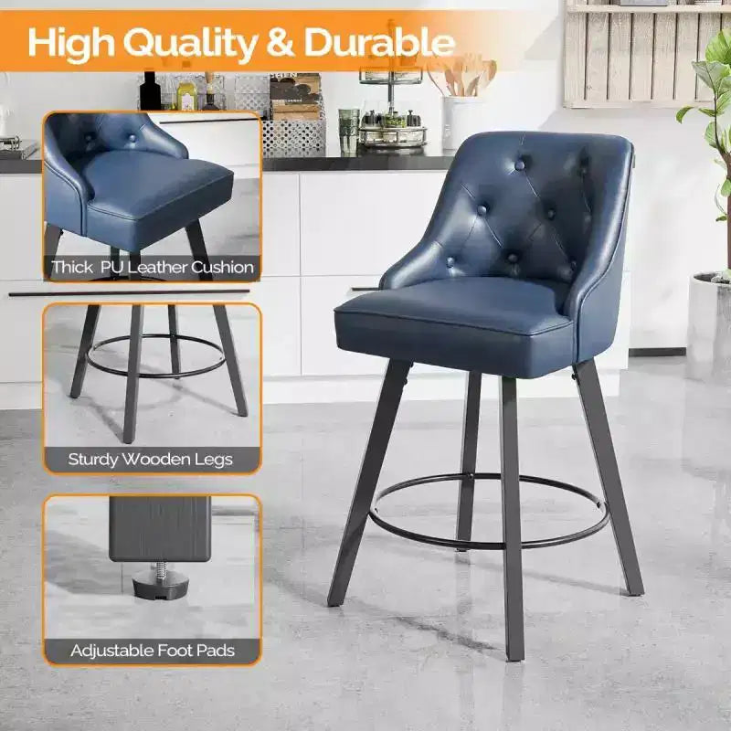 PU Leather Elegant 360 Swivel Bar Stool Stylish Design With Plush Cushion & Sturdy Build