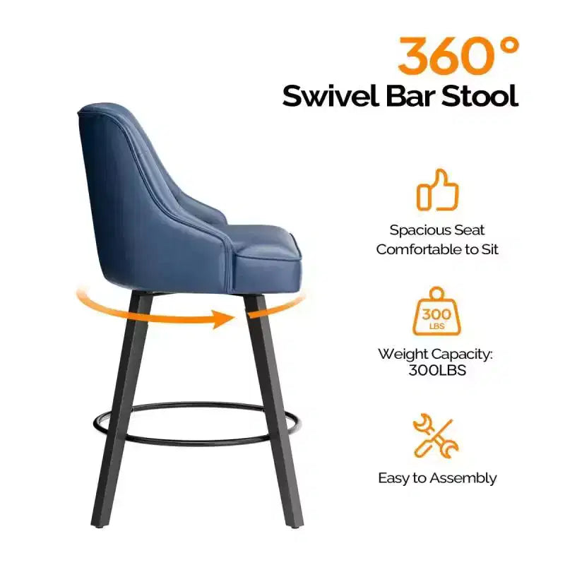 PU Leather Elegant 360 Swivel Bar Stool Stylish Design With Plush Cushion & Sturdy Build