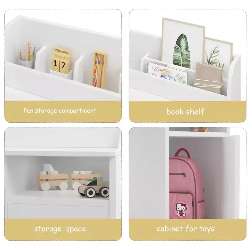 Study Desk for Kids, Storage Cabinet, Wooden Children Study Writing Table,Computer Workstation for Kids Bedroom & Study Room