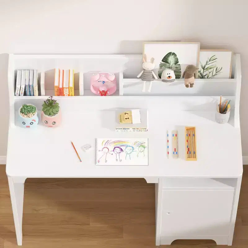 Study Desk for Kids, Storage Cabinet, Wooden Children Study Writing Table,Computer Workstation for Kids Bedroom & Study Room