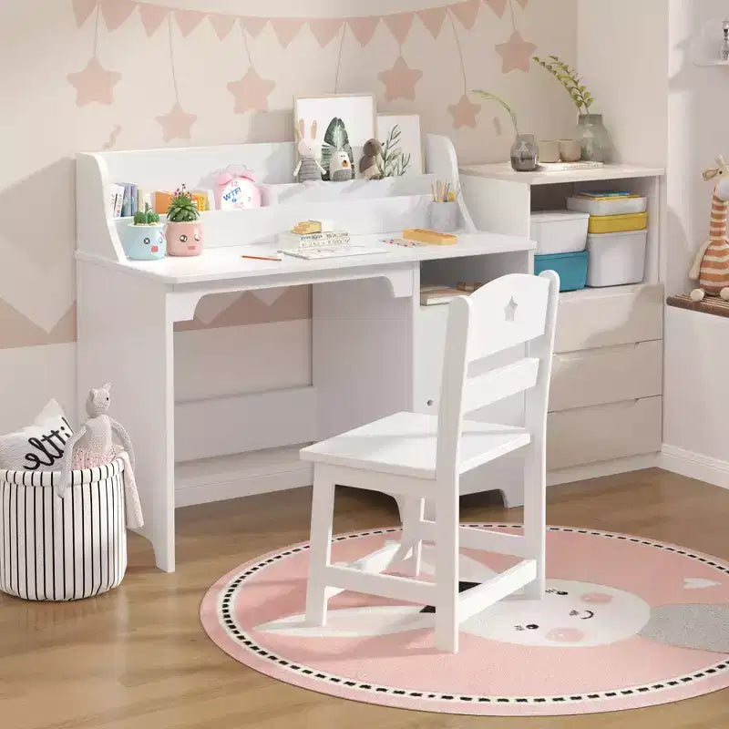 Study Desk for Kids, Storage Cabinet, Wooden Children Study Writing Table,Computer Workstation for Kids Bedroom & Study Room