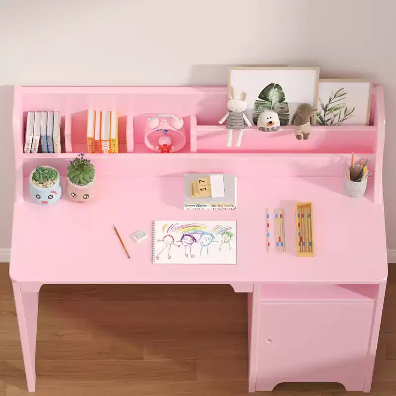 Study Desk for Kids, Storage Cabinet, Wooden Children Study Writing Table,Computer Workstation for Kids Bedroom & Study Room