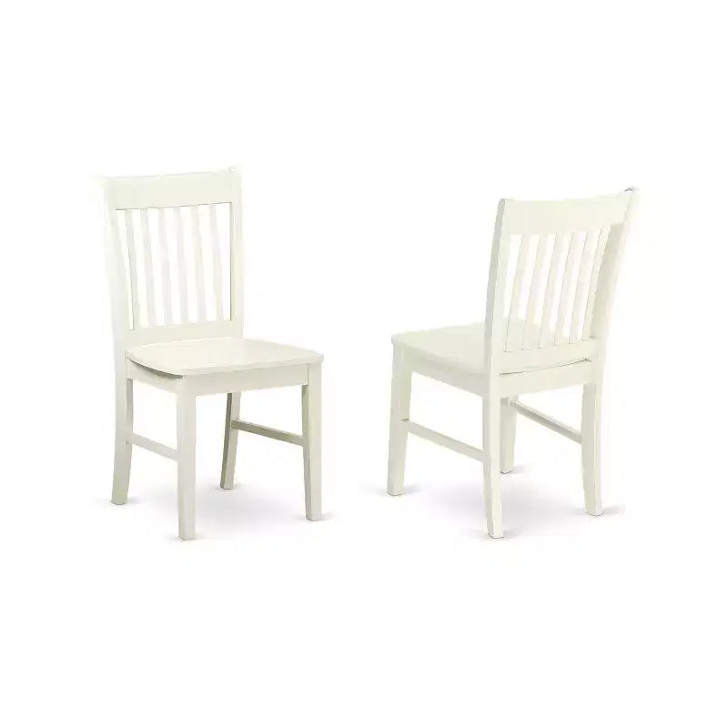 HomeStock Belmont 3Pc Dining Room Table Set Includes a Kitchen Table , 2 Modern Dining Chairs , Asian Hardwood Seat , Slat Back, Linen White Finish