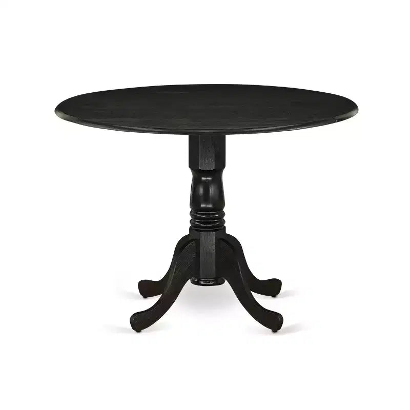 HomeStock Belmont 5-Pc Round Dining Set Included a Kitchen Table & 4 Parson Chairs, Wirebrushed Black Finish