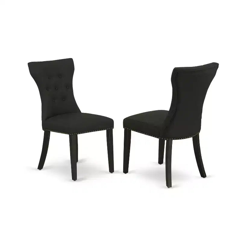 HomeStock Belmont 5-Pc Round Dining Set Included a Kitchen Table & 4 Parson Chairs, Wirebrushed Black Finish