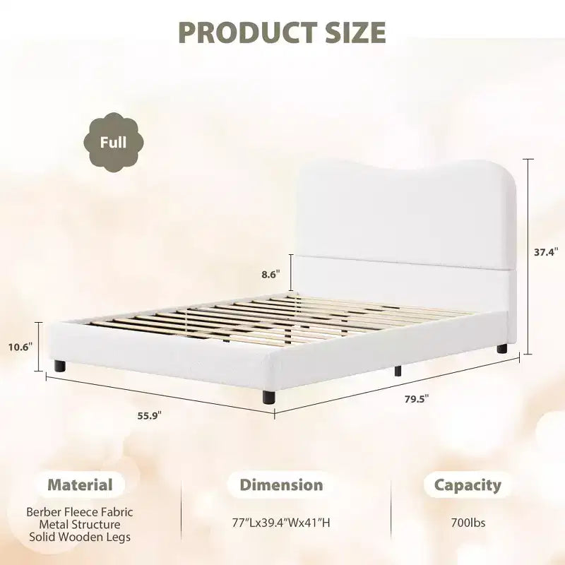 Velvet Upholstered Kids Bed Frame with Headboard - Low Profile Platform Bed for Teens, No Box Spring Needed, Cozy Fabric, Quiet & Easy Assembly