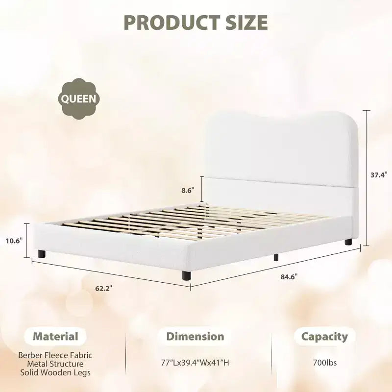 Velvet Upholstered Kids Bed Frame with Headboard - Low Profile Platform Bed for Teens, No Box Spring Needed, Cozy Fabric, Quiet & Easy Assembly