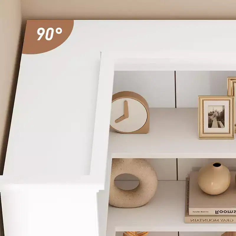 73 L-Shaped Corner Bookshelf - 5-Tier Farmhouse Shelf with 60lb Capacity, Thickened MDF Boards