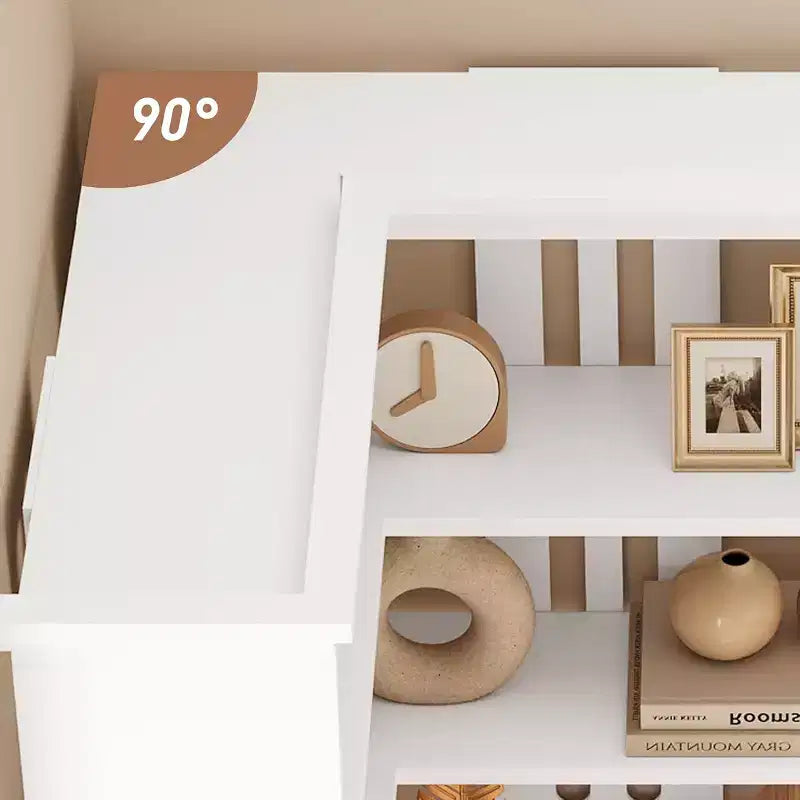 73 L-Shaped Corner Bookshelf - 5-Tier Farmhouse Shelf with 60lb Capacity, Thickened MDF Boards