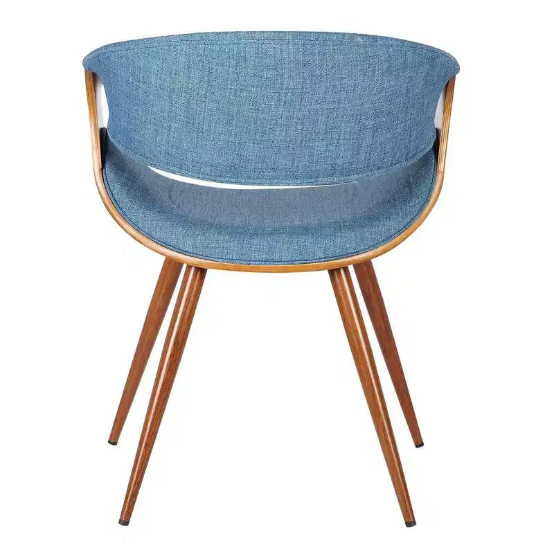 Armen Living,Butterfly Mid-Century Dining Chair in Walnut Finish and Blue Fabric