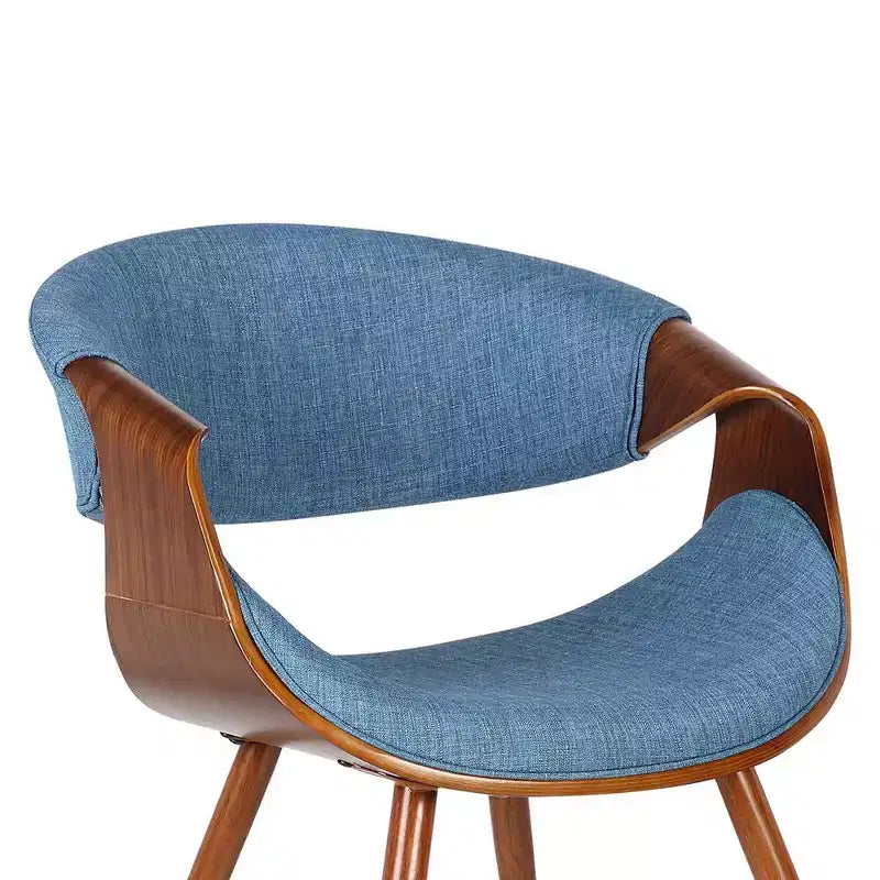 Armen Living,Butterfly Mid-Century Dining Chair in Walnut Finish and Blue Fabric