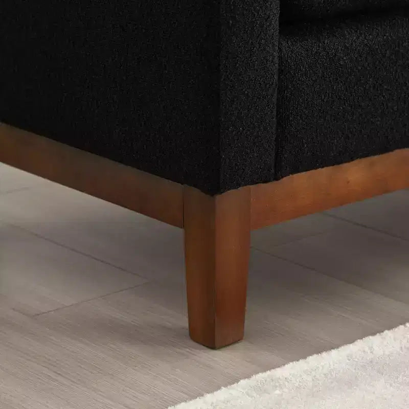 Boucle Upholstered Bench, Ottoman Bench with Wood Legs & Bolster Pillows For End Of Bed, Bedroom, Living Room, Entryway