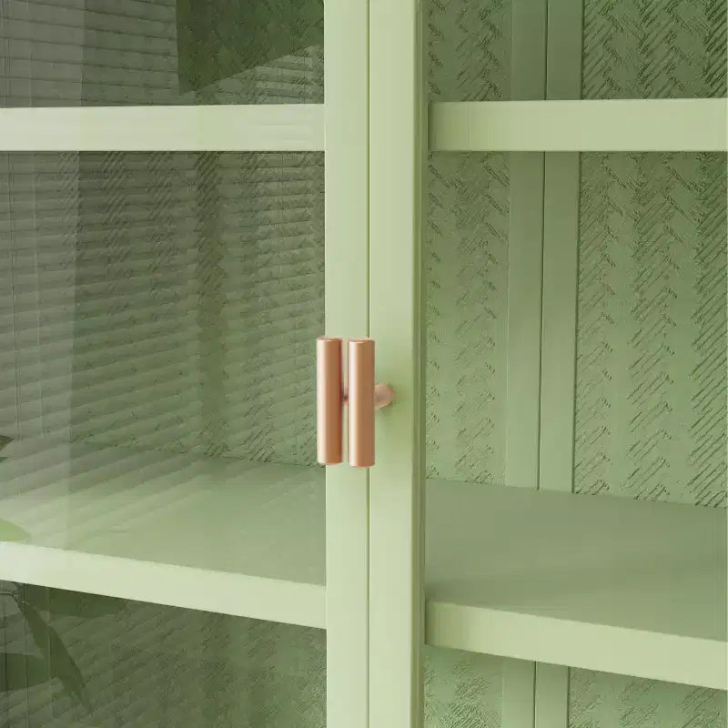 Okak Woven Pattern 2-door Wall Cabinet with Featuring 3-tier Storage Glass Doors for Entryway/Dining Room/Living Room/Kitchen