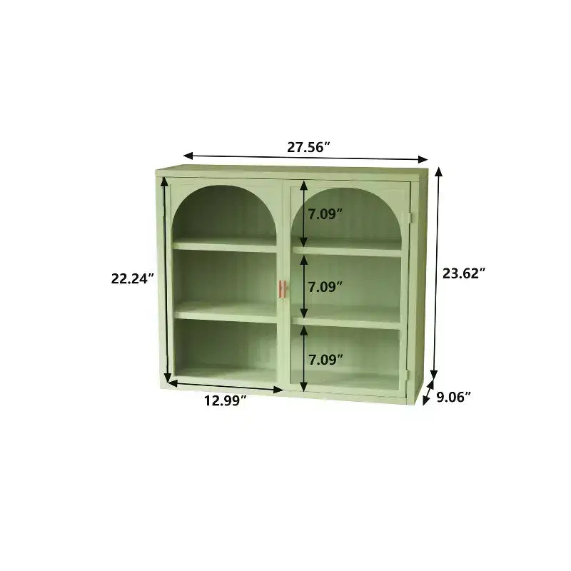 Okak Woven Pattern 2-door Wall Cabinet with Featuring 3-tier Storage Glass Doors for Entryway/Dining Room/Living Room/Kitchen