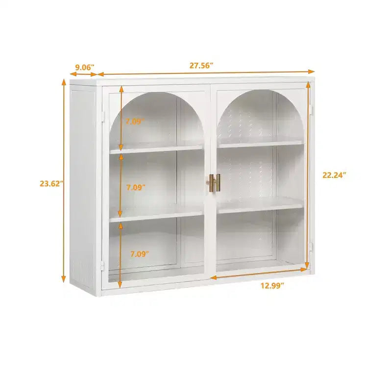 Okak Woven Pattern 2-door Wall Cabinet with Featuring 3-tier Storage Glass Doors for Entryway/Dining Room/Living Room/Kitchen