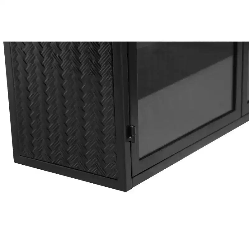 Okak Woven Pattern 2-door Wall Cabinet with Featuring 3-tier Storage Glass Doors for Entryway/Dining Room/Living Room/Kitchen