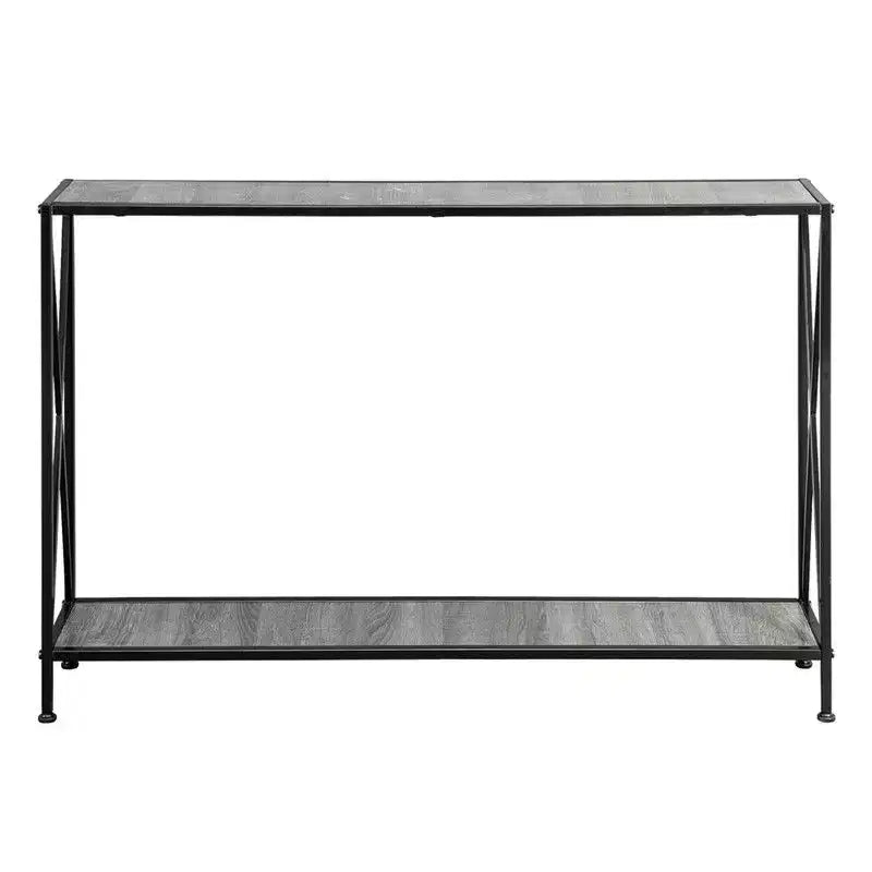 Simple 2-layer X-shaped Side Frame Density Board Iron Frame 120 * 23 * 74cm Gray Board Black Frame Door Storage Entrance Table