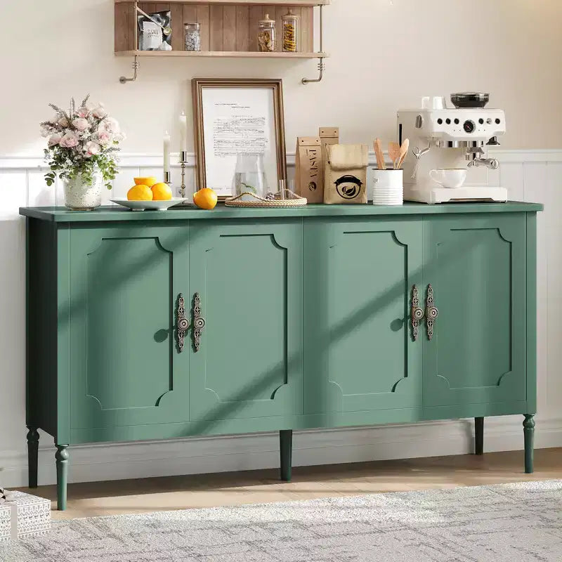 COZONY 59 Buffet Sideboard Cabinet  Vintage Coffee Bar Storage with Adjustable Shelves & 4 Doors for Dining Room, Kitchen & Living Room
