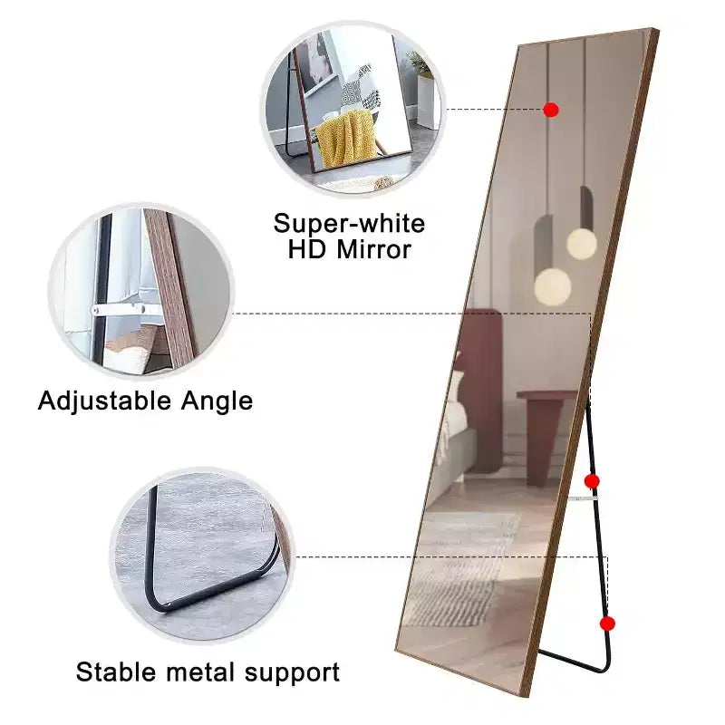 Acekool 65 x 23 Inch Full Length Mirror, Wood Frame Wall Mirror, Shatterproof HD Glass, for Bedroom, Living Room, Dressing Room