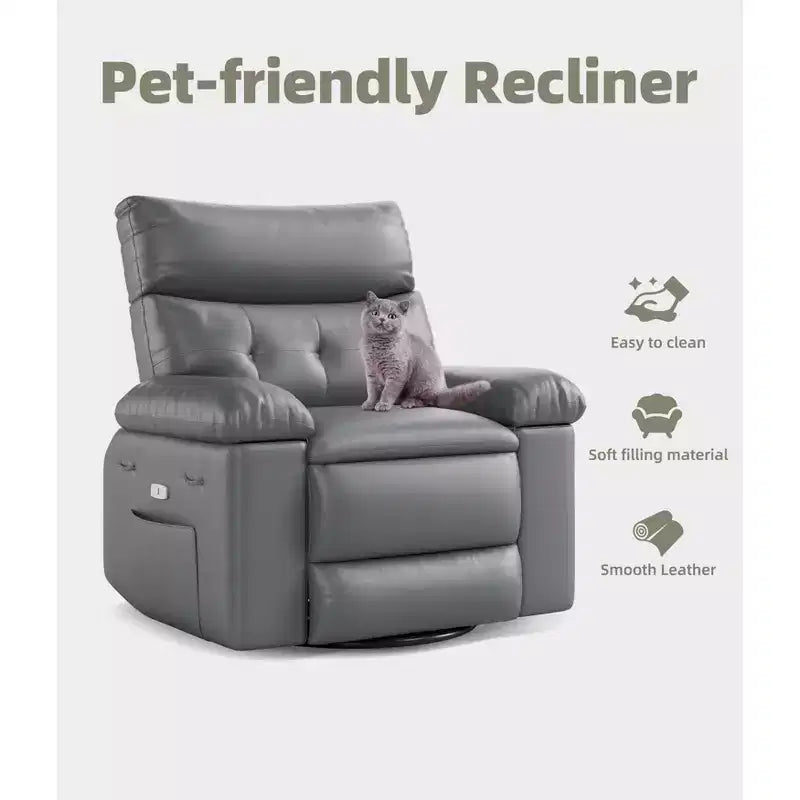 Oversized Wide Recliner Chair - Heat and Massage, PU Leather Large Manual Recliner for Adults, with 1.5X Sponge Filling and Easy Recline Mechanism