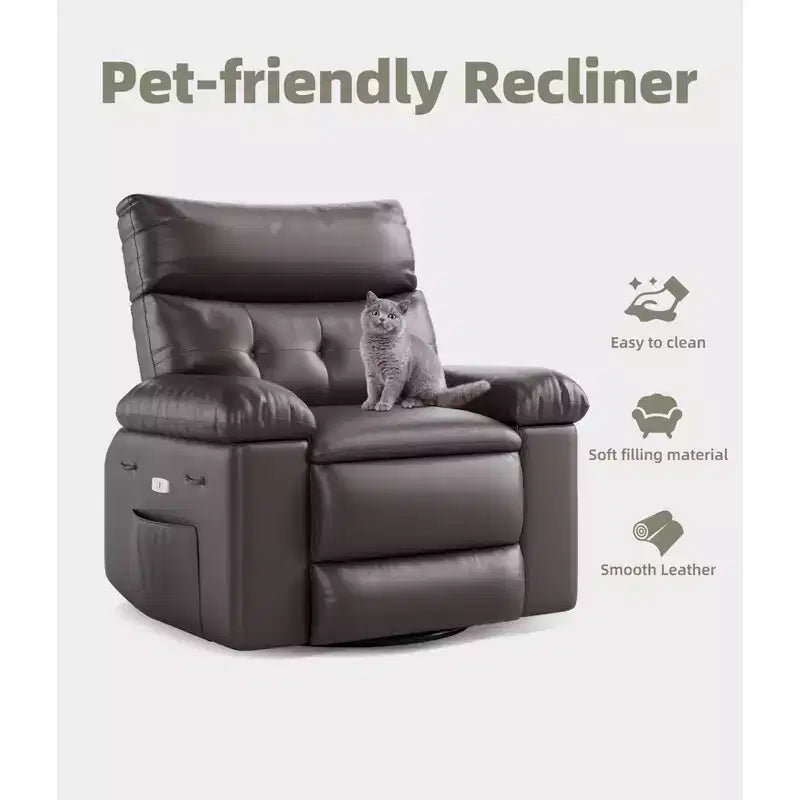 Oversized Wide Recliner Chair - Heat and Massage, PU Leather Large Manual Recliner for Adults, with 1.5X Sponge Filling and Easy Recline Mechanism