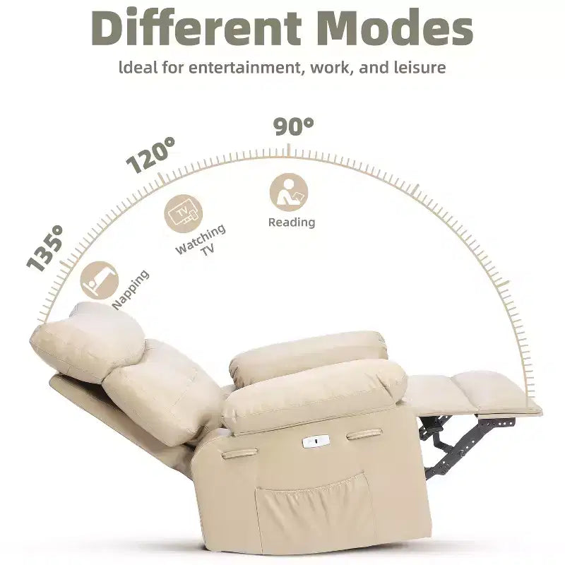 Oversized Wide Recliner Chair - Heat and Massage, PU Leather Large Manual Recliner for Adults, with 1.5X Sponge Filling and Easy Recline Mechanism