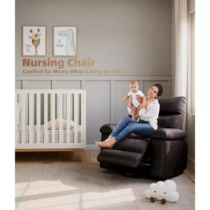 Oversized Wide Recliner Chair - Heat and Massage, PU Leather Large Manual Recliner for Adults, with 1.5X Sponge Filling and Easy Recline Mechanism