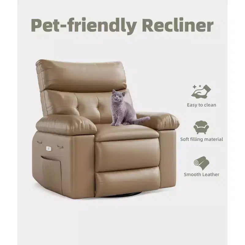 Oversized Wide Recliner Chair - Heat and Massage, PU Leather Large Manual Recliner for Adults, with 1.5X Sponge Filling and Easy Recline Mechanism