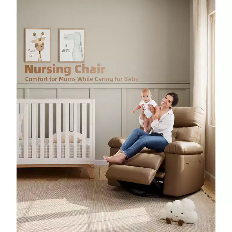 Oversized Wide Recliner Chair - Heat and Massage, PU Leather Large Manual Recliner for Adults, with 1.5X Sponge Filling and Easy Recline Mechanism