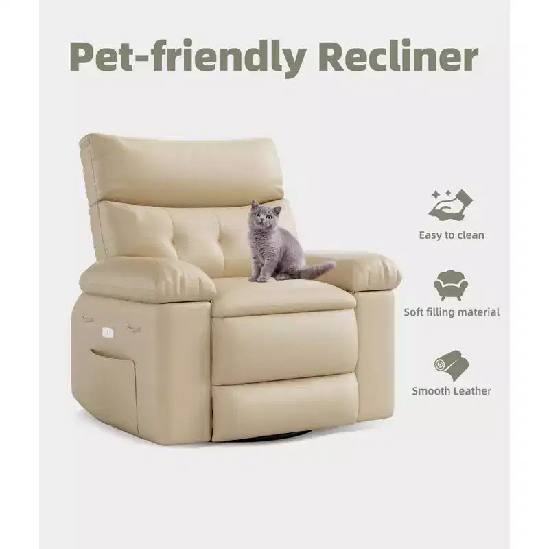 Oversized Wide Recliner Chair - Heat and Massage, PU Leather Large Manual Recliner for Adults, with 1.5X Sponge Filling and Easy Recline Mechanism