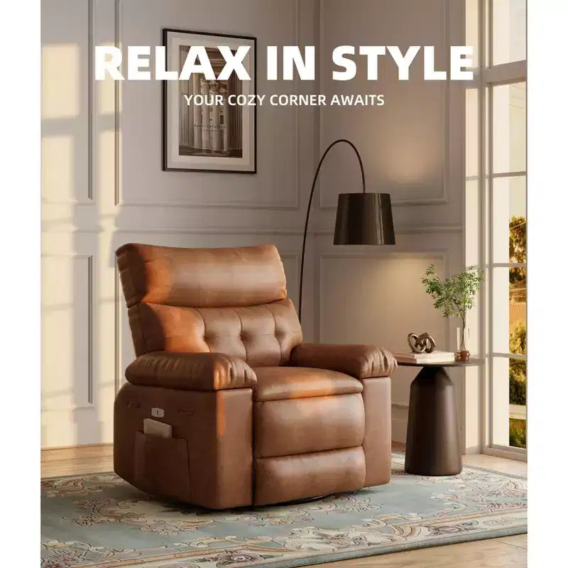 Oversized Wide Recliner Chair - Heat and Massage, PU Leather Large Manual Recliner for Adults, with 1.5X Sponge Filling and Easy Recline Mechanism