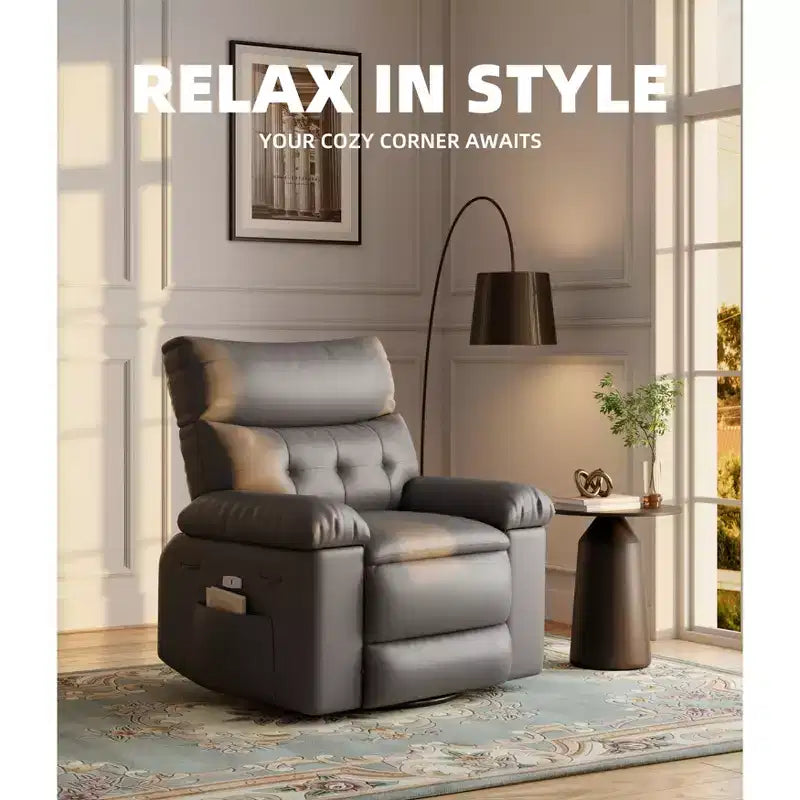 Oversized Wide Recliner Chair - Heat and Massage, PU Leather Large Manual Recliner for Adults, with 1.5X Sponge Filling and Easy Recline Mechanism