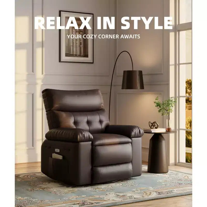 Oversized Wide Recliner Chair - Heat and Massage, PU Leather Large Manual Recliner for Adults, with 1.5X Sponge Filling and Easy Recline Mechanism