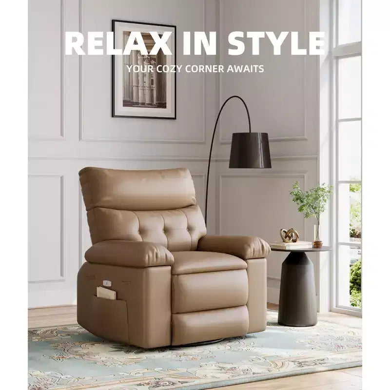 Oversized Wide Recliner Chair - Heat and Massage, PU Leather Large Manual Recliner for Adults, with 1.5X Sponge Filling and Easy Recline Mechanism